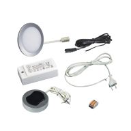 КСС КОМПЛЕКТ ИЗ 1-го LED СВЕТ-КА PL-19 кругл. серебро/нейтр.свет/блок/выкл/сет.шнур (19.143.35.682)