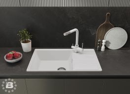 GranFest Композит Мойка VERTEX 780L  1-чаша+крыл 780*500мм иней арт.GF-V-780L иней