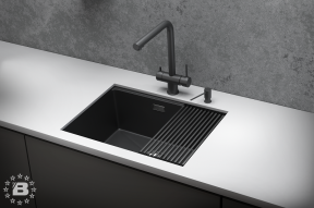 KS-6045U, ЧЕРНЫЙ МАТОВЫЙ, стальная кухонная мойка KITCHEN SPACE