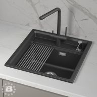 KS-5002i, ЧЁРНЫЙ кухонная мойка, кварц