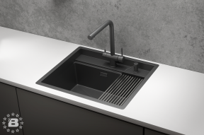 KS-6051, ЧЕРНЫЙ МАТОВЫЙ, стальная кухонная мойка KITCHEN SPACE