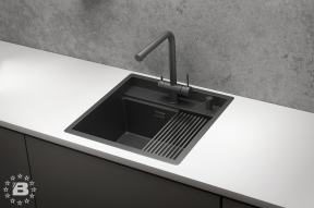 KS-5051, ЧЕРНЫЙ МАТОВЫЙ, стальная кухонная мойка KITCHEN SPACE