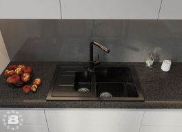 GranFest Композит Мойка QUADRO 775KL  1,5-чаши+крыло 765*495мм черный арт.GF-Q-775KL черный