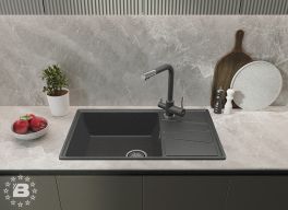 GranFest Композит Мойка VERTEX 780L  1-чаша+крыл 780*500мм графит арт.GF-V-780L графит
