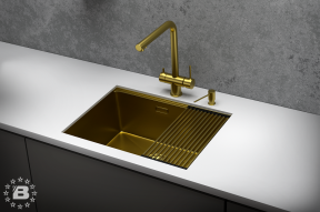 KS-6045U, ЗОЛОТО САТИН, стальная кухонная мойка KITCHEN SPACE