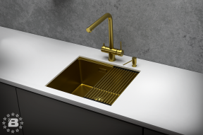 KS-5045U, ЗОЛОТО САТИН, стальная кухонная мойка KITCHEN SPACE