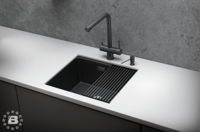 KS-5045U, ЧЕРНЫЙ МАТОВЫЙ, стальная кухонная мойка KITCHEN SPACE