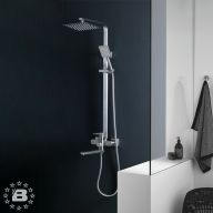 Душевая система MELANA-F610307-1 Stello нерж.сталь, с тропическим душем, лейкой и смесителем