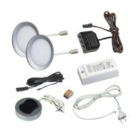 КСС КОМПЛЕКТ ИЗ 2-х LED СВЕТ-КОВ PL-19 кругл. серебро/нейтр.свет/блок/выкл/сет.шнур (19.143.35.687)