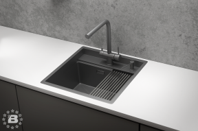 KS-5051, ГРАФИТ МАТОВЫЙ, стальная кухонная мойка KITCHEN SPACE