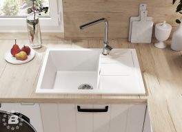 GranFest Композит Мойка QUADRO 650L  1-чаша+крыло 650*500мм иней арт.GF-Q-650L иней