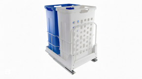 HAMPER LW45 Корзина для белья выдвижная, 2 емкости (35л+35л), напр.полн.выдв., плавн.закр., цвет белый