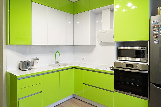 Дизайн кухни цвета лайм - 72 фото