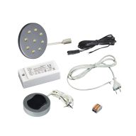 КСС КОМПЛЕКТ ИЗ 1-го LED СВЕТ-КА FR-19 кругл. серебро/тепл.свет/блок/выкл/сет.шнур (19.143.35.678 )