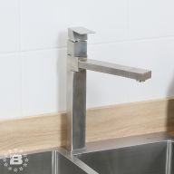Смеситель д/кухни MELANA-F610203 Cubo нерж.сталь, однорычажный, сатин, литой излив