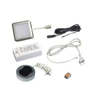КСС КОМПЛЕКТ ИЗ 1-го LED СВЕТ-КА PL-18 квадрат серебро/тепл.свет/блок/выкл/сет.шнур (19.143.35.679 )