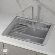 KS-6003i, АЛЮМИНИУМ, кухонная мойка, кварц