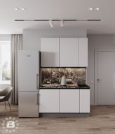 Кухня Hi-Tech 1,5м прямая Марквина, Белый платиновый с тумбами