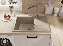 GranFest Композит Мойка QUADRO 650L  1-чаша+крыло 650*500мм песочный арт.GF-Q-650L песочный