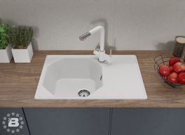 GranFest Композит Мойка UNIQUE 740L  1-чаша+крыло 740*500мм иней арт.GF-U-740L иней