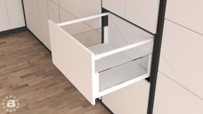 Ящик Crystal Glass с боковым рейлингом и доводчиком, высота 180 мм, глубина 400 мм Белый Премиум