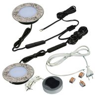 КСС КОМПЛЕКТ ИЗ 2-х LED СВЕТ-КОВ PLА-1 220V врезной/никель/тепл.свет/выкл/сет.шнур (19.143.35.542)