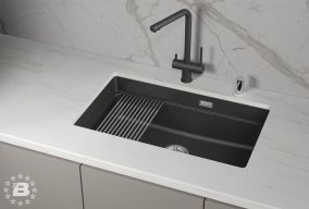 KS-7303iU, ЧЁРНЫЙ кухонная мойка, кварц