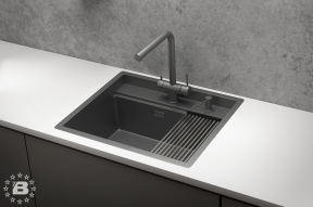 KS-6051, ГРАФИТ МАТОВЫЙ, стальная кухонная мойка KITCHEN SPACE