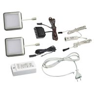 КСС КОМПЛЕКТ ИЗ 2-х LED СВЕТ-КОВ PL-18 квадрат серебро/тепл.свет/блок/ИК-выкл/сет.шнур (19.143.35.578)