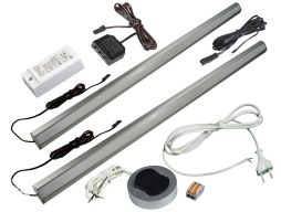 КСС КОМПЛЕКТ УГЛ.ПРОФИЛЯ серебро 2*0,5м с LED ЛЕНТОЙ/холодный свет/выкл/сет.шнур (19.143.35.693 )