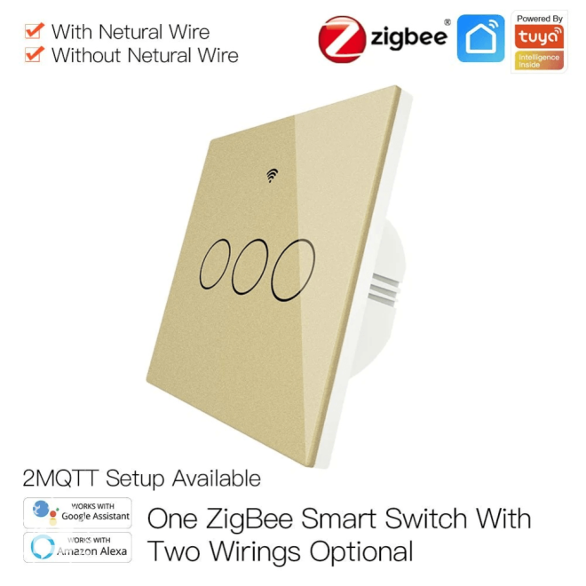 Выключатель MOES Gang Smart Switch Sensor w/o grounding ZS-EU3, Zigbee, 100-240 В в Санкт-Петербурге