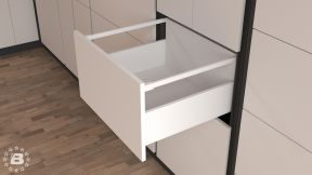 Ящик Crystal СОФТ-ПУШ и боковым рейлингом, высота 180 мм, глубина 450 мм Белый Премиум
