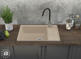 GranFest Композит Мойка VERTEX 680L  1-чаша+крыло 680*500мм кашемир арт.GF-V-680L кашемир