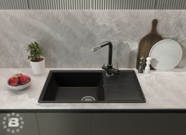 GranFest Композит Мойка VERTEX 780L  1-чаша+крыл 780*500мм черный арт.GF-V-780L черный