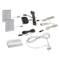 КСС КОМПЛЕКТ ИЗ 2-х LED СВЕТ-КОВ FR-18 квадрат серебро/тепл.свет/блок/ИК-выкл/сет.шнур (19.143.35.576)
