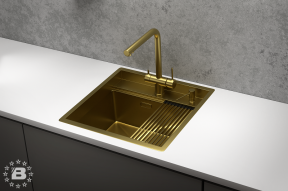 KS-5051, ЗОЛОТО САТИН, стальная кухонная мойка KITCHEN SPACE