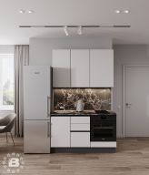 Кухня Hi-Tech 1,5м прямая Марквина, Белый платиновый с 3 ящиками 45