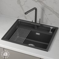 KS-6003i, ЧЁРНЫЙ, кухонная мойка, кварц