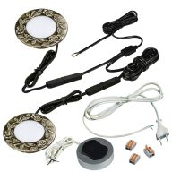 КСС КОМПЛЕКТ ИЗ 2-х LED СВЕТ-КОВ PLА-1 220V врезной/бронза/тепл.свет/выкл/сет.шнур (19.143.35.538)