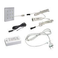 КСС КОМПЛЕКТ ИЗ 1-го LED СВЕТ-КА FR-18 квадрат серебро/тепл.свет/блок/ИК-выкл/сет.шнур (19.143.35.568)