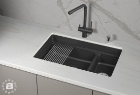 KS-7304iU, ЧЁРНЫЙ кухонная мойка, кварц