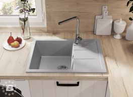 GranFest Композит Мойка QUADRO 650L  1-чаша+крыло 650*500мм серый арт.GF-Q-650L серый