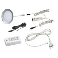 КСС КОМПЛЕКТ ИЗ 1-го LED СВЕТ-КА PL-19 кругл. серебро/нейтр.свет/блок/ИК-выкл/сет.шнур (19.143.35.573)