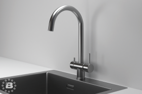 KS-7104, СТАЛЬ САТИН, СМЕСИТЕЛЬ КУХОННЫЙ KITCHEN SPACE